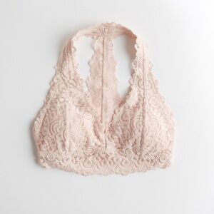 Gilly Hicks Chenille Lace Halter Bralette - Cream